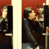 Making a conference call on the road (1981): Michael W. Smith, Mike Brignardello and Gary Pigg in the days before cell phones.